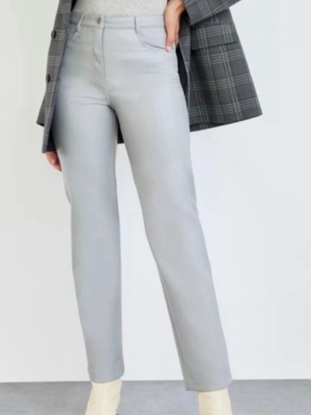 Aritzia Wilfred The Melina Pants Vegan Leather Size 8 High Waisted Marbled Gray